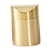 Magideal - Mini Bote De Basura De Escritorio, Cesto De Basura De Acero Inoxidable Con Tapa A Presión, Mini Bote De Basura Portátil, Bote De Basura De Encimera