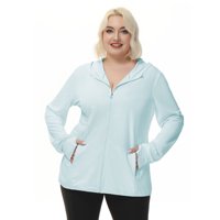 Malltradecl - Sudadera Con Cremallera Upf 50 Protección Solar Uv Para Mujer Celeste