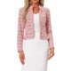 thumbnail image 1 of INSPIRE CHIC Chaqueta de Tweed para Mujer con Cuello Mao, Abierta al Frente, Talla XS, Roja, 1 of 6