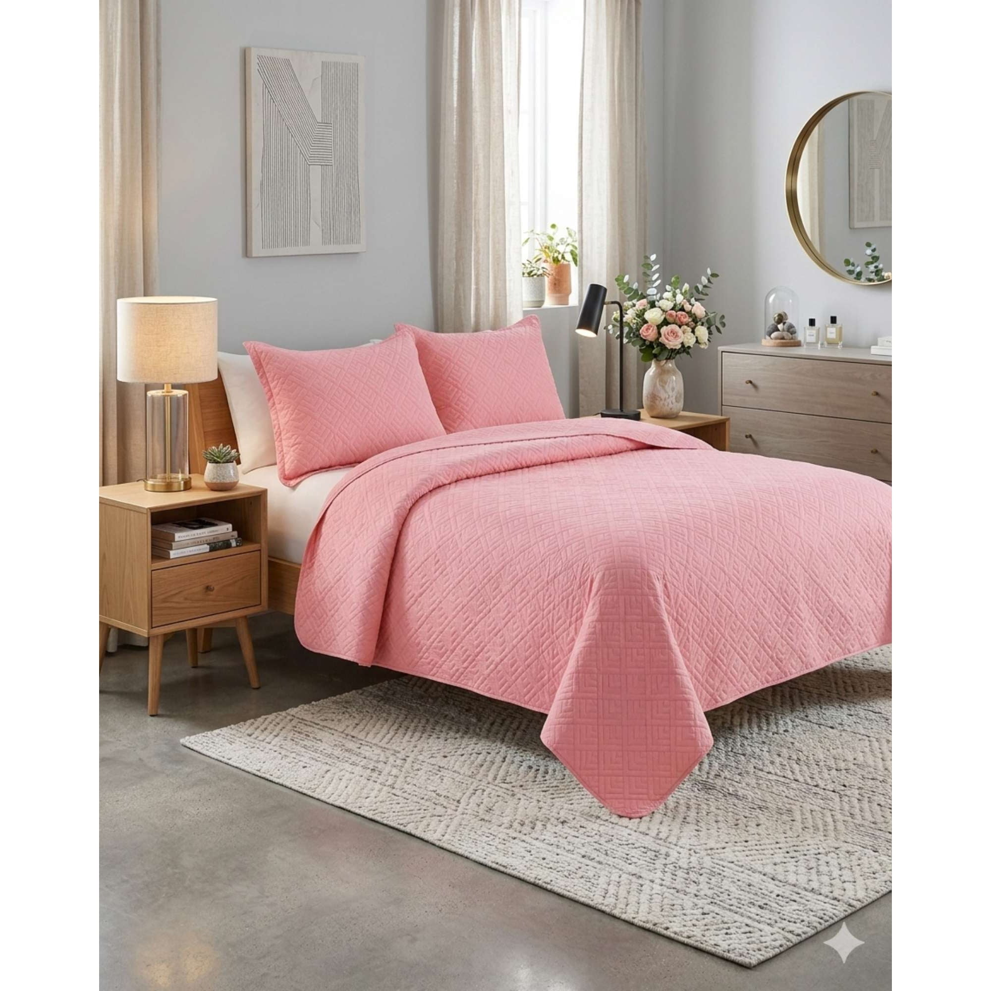 Imac Hogar - Cubrecama Quilt Texturizado Estilo Moderno Y Confort King-super King