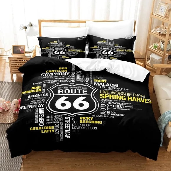 Route 66 Bedding Set Bed Set Adult Kid Bedroom Duvet cover Sets Fashion bed sheet set Bed Sheets