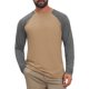 thumbnail image 5 of INSPIRE CHIC Camiseta de Hombre Raglán de Manga Larga Cuello Redondo Contraste Camisetas de Béisbol XL Caqui Gris, 5 of 6