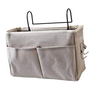 Bothyi - Bolsa De Almacenamiento Para Mesita De Noche Para Dormitorio Universitario 2 Bolsillos Con Ganchos Laterales Gris