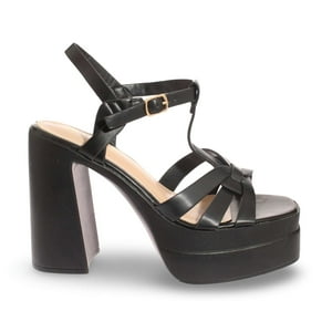 Sandalia Plataforma Negro Vía Franca