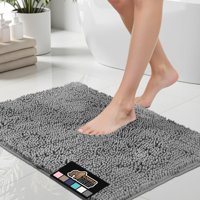 Alfombra De Baño Gorilla Grip Chenille 30 X 20 Cm, Color Gris Absorbente