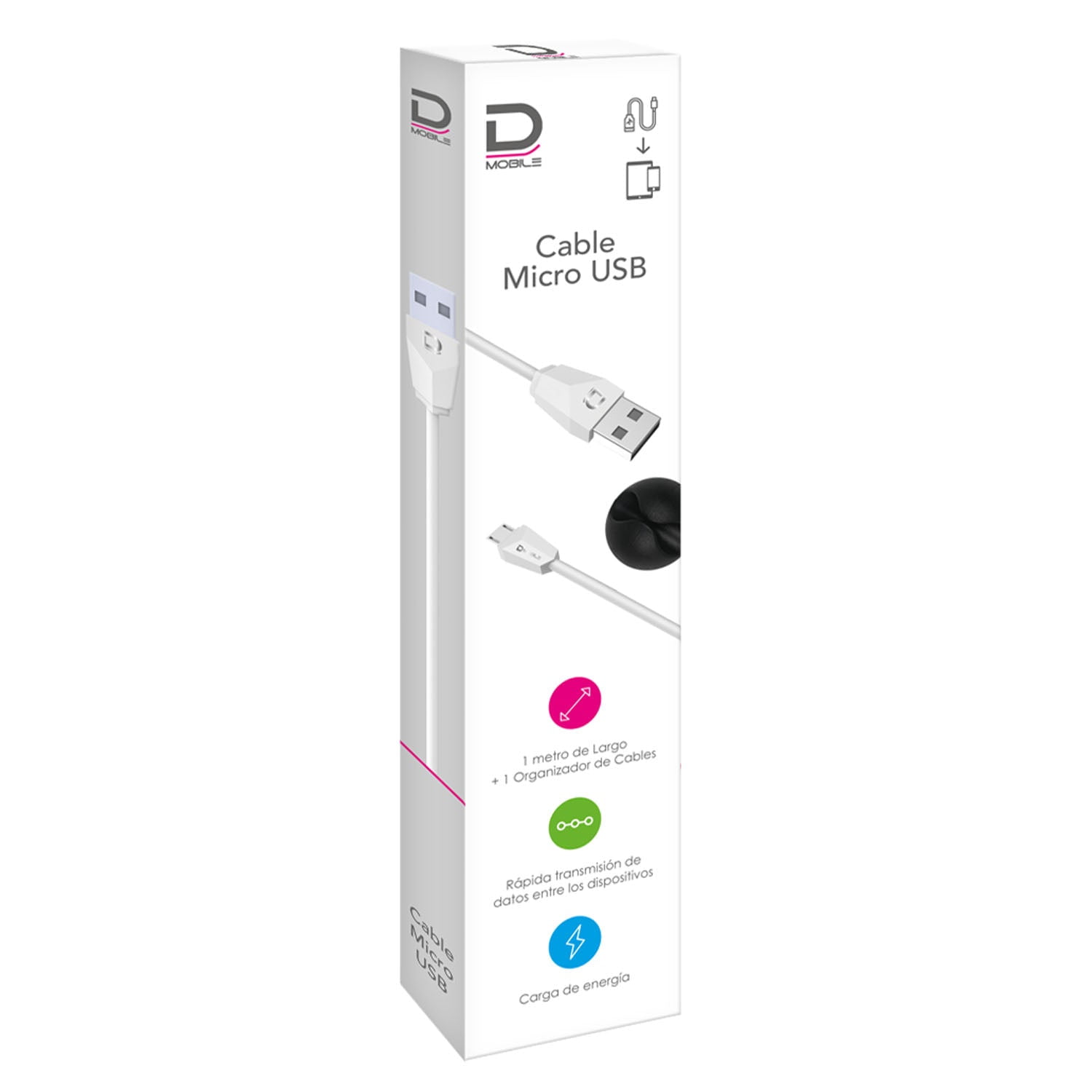 Datacom - Cable Microusb 1.5a Blanco 1 Metro Pronobel