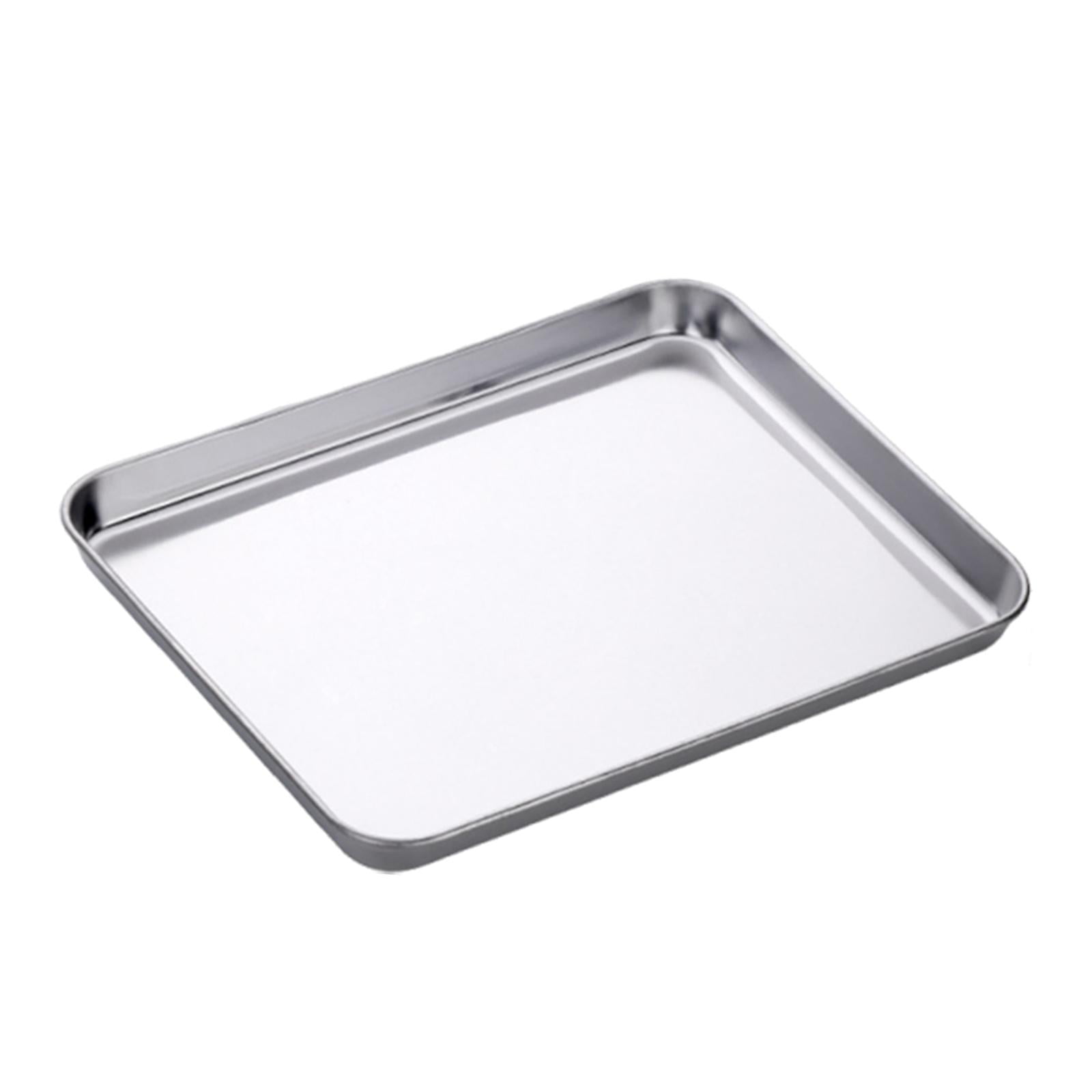 Magideal - Bandeja De Horno De Acero Inoxidable, Placa Plana, Bandeja Para Hornear Antiadherente Versátil, Compacta Para Servir Alimentos Para Asar Y Cocinar A L Plata