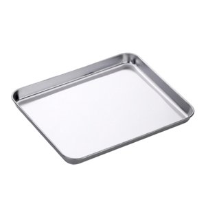 Magideal - Bandeja De Horno De Acero Inoxidable, Placa Plana, Bandeja Para Hornear Antiadherente Versátil, Compacta Para Servir Alimentos Para Asar Y Cocinar A L Plata