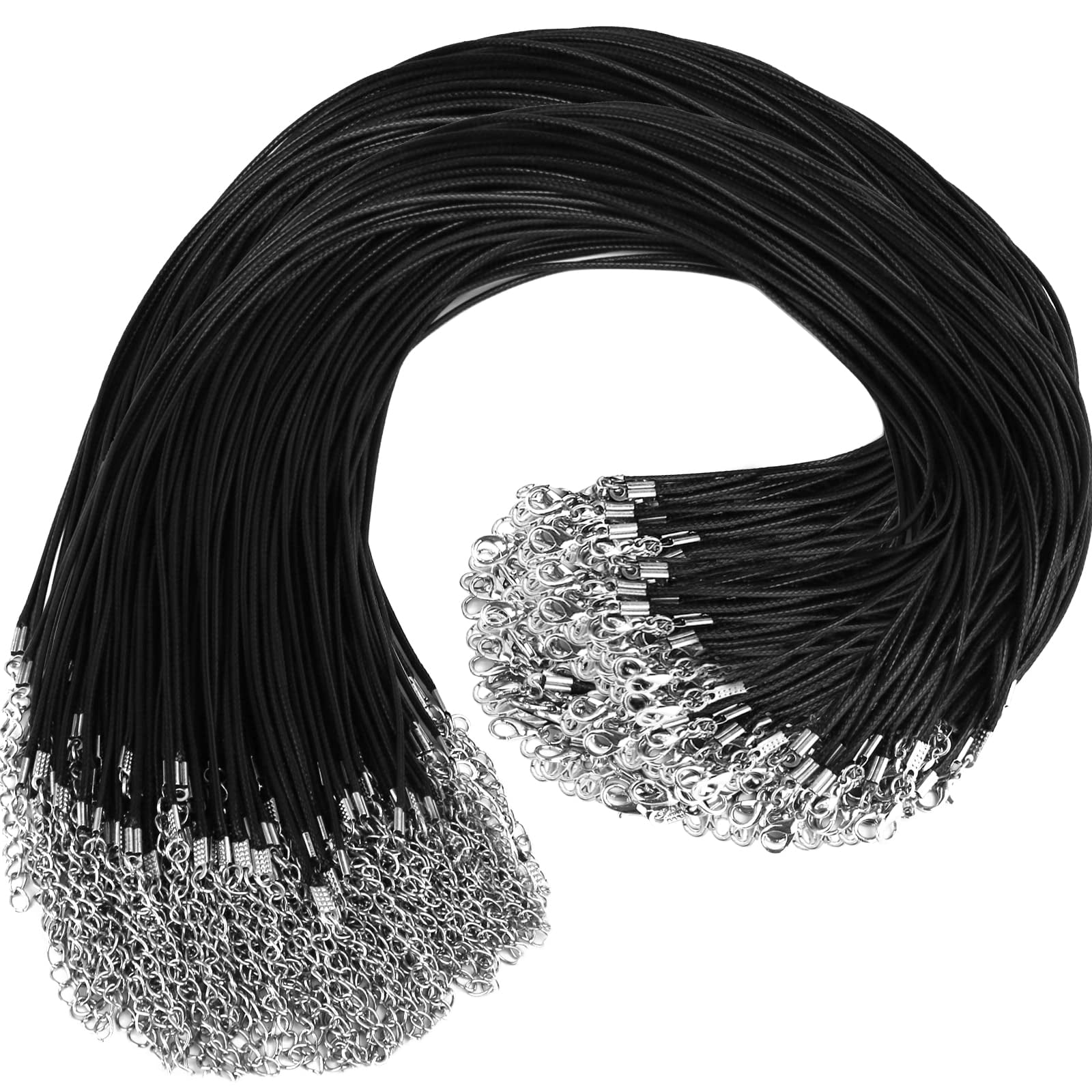Dhooz - Collares, Cadenas Y Cordones Para Pulsera, 100 Unidades, Piel Negra, 1,5 Mm