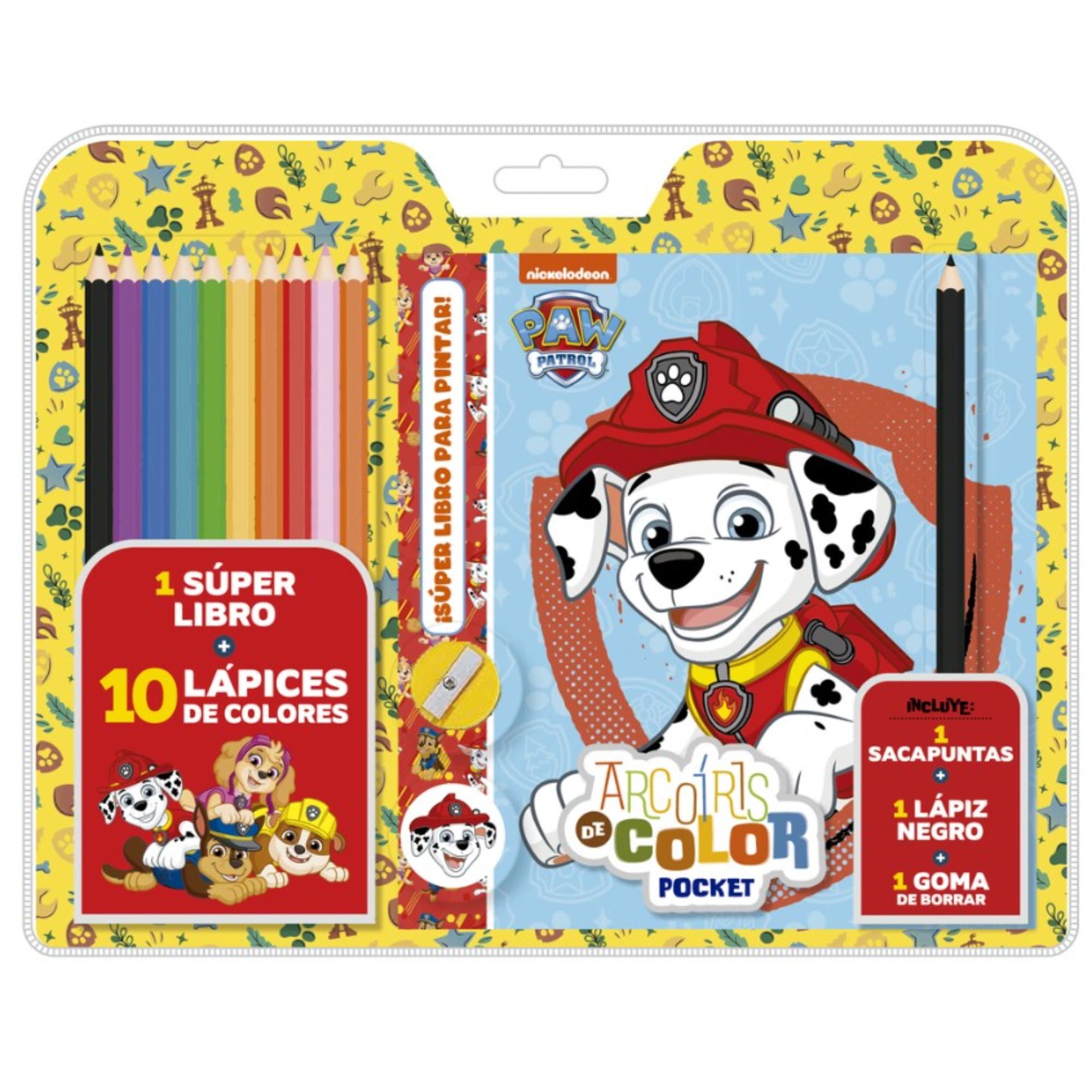 Libro Para Colorear Paw Patrol + Set Lápices De Colores Vertice