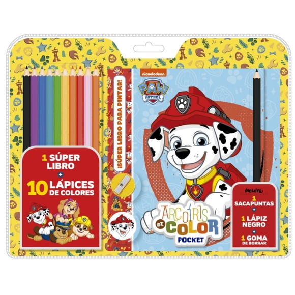 Libro para Colorear Paw Patrol + Set Lápices de Colores