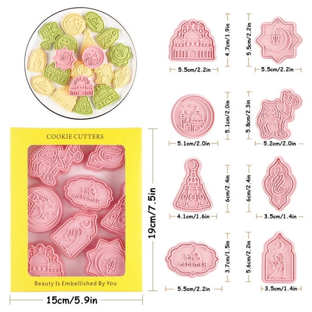 6/8pcs Eid Mubarak Biscuit Mold Cookie Cutter Set DIY Cake Baking Tools Islamic Muslim Party Ramadan Kareem Decoration Supplies