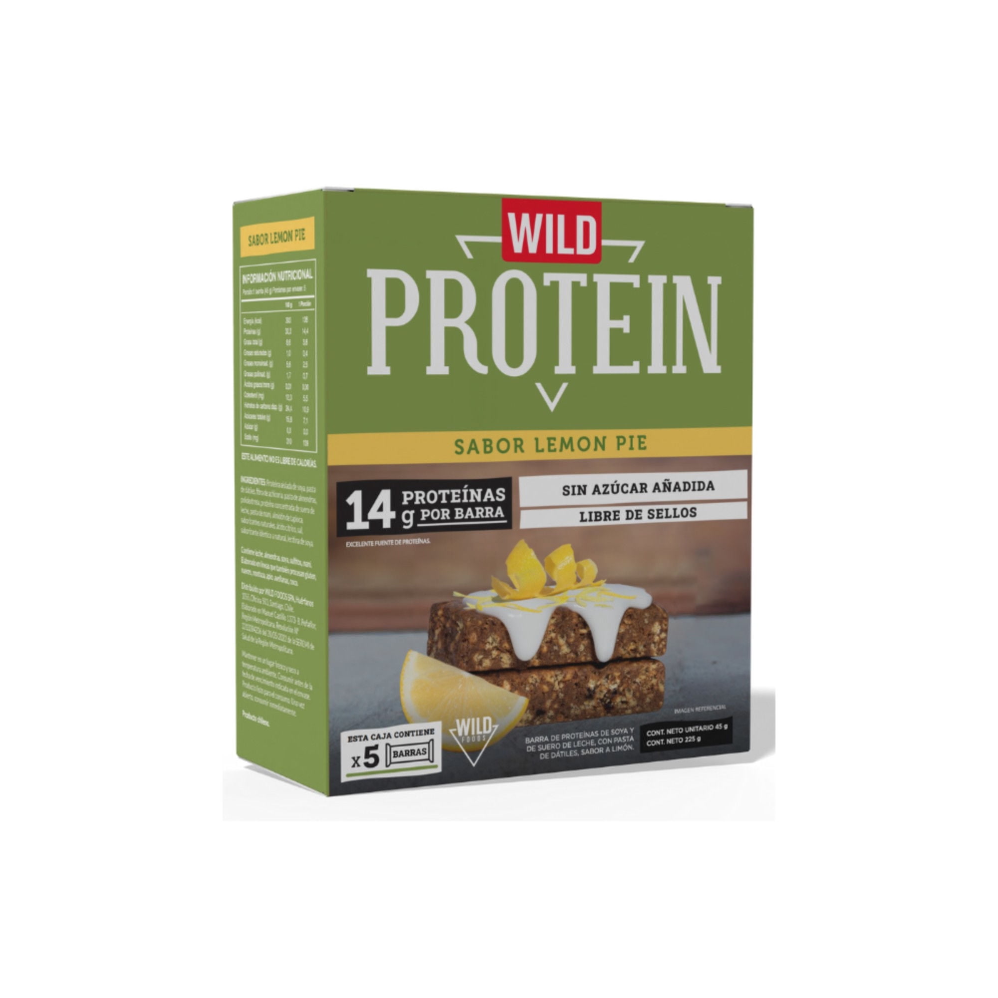 Barra Proteína Lemon Pie 5 Un 225 g Wild Protein