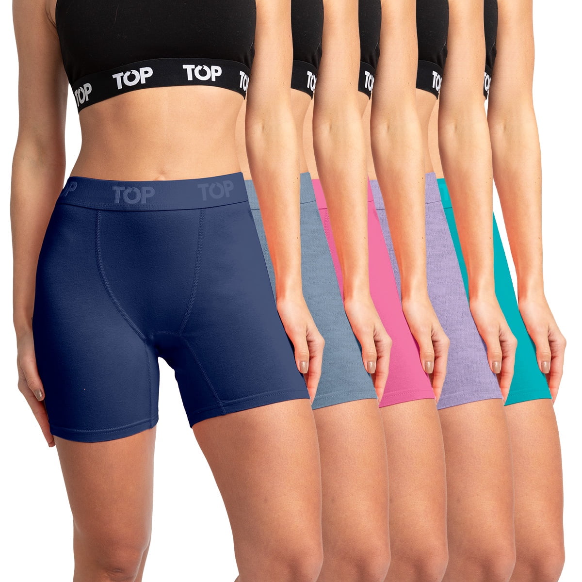 Top - Bóxer Mujer Medio Algodón Pack 5 C1