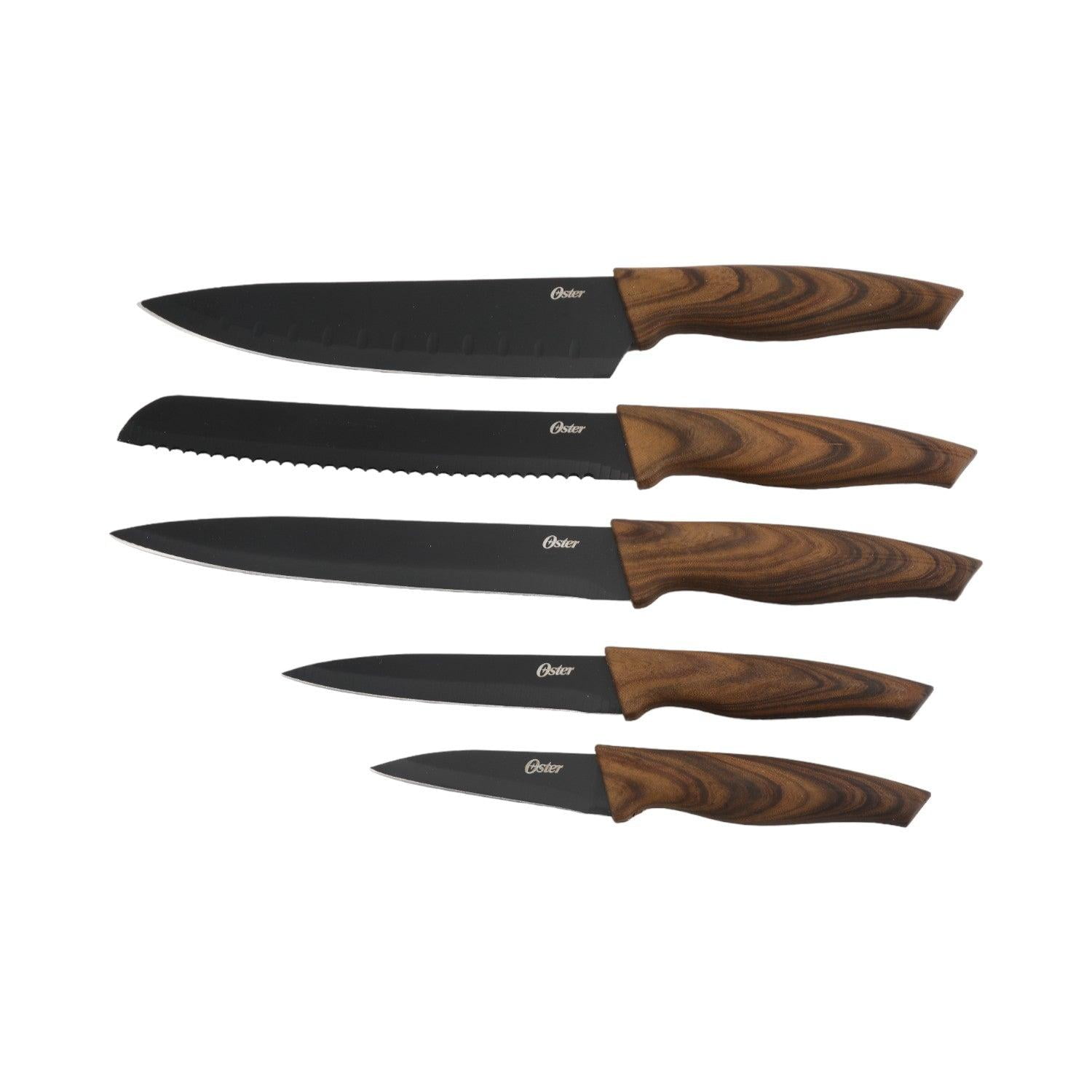 Set Cuchillería Godfrey 5 Pcs Con Mango Estilo Madera Oster Negro Tamaño Único