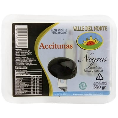 Aceitunas Negras Pote 550 G Valle Del Norte
