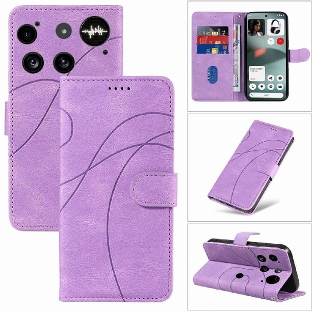 Funda tipo cartera con tapa para Nothing Phone 3 con tarjetero, soporte y cubierta magnética Morado