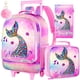 thumbnail image 1 of 3PCS Mermaid Rolling Backpack for Girls, Kids School Backpacks with Wheels, Water Resistant UV Printed Roller Wheeled Bookbag, 1 of 3