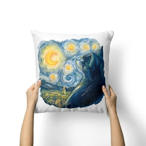 Creango - Cojin Decorativo Noche Estrellada Gato