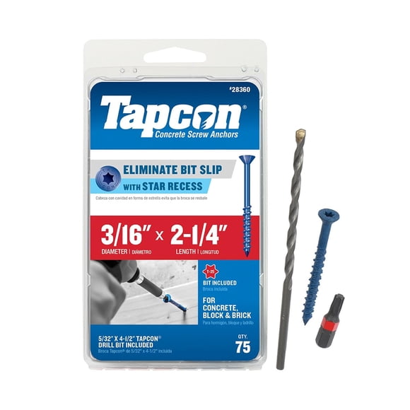 Tapcon 3/16 x 2 1/4 Star Head Blue Climaseal Concrete Screw
