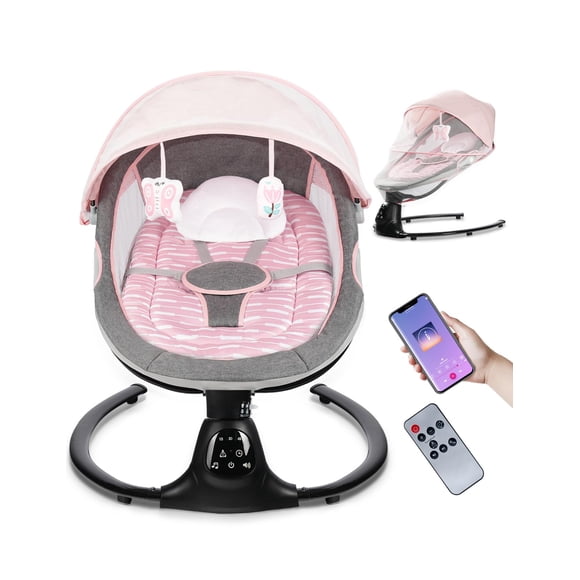 Columpio eléctrico para bebé MelloBubbz, 5 velocidades, música y control remoto