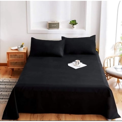 Genérico - Juego De Sábanas 1 1/2 Plazas 200 Hilos - Negro