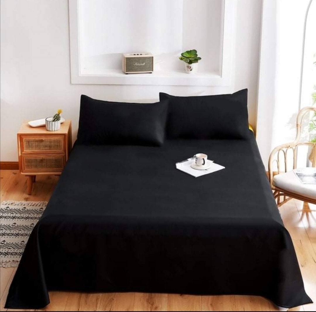 Genérico - Juego De Sábanas 1 1/2 Plazas 200 Hilos - Negro