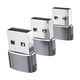 thumbnail image 2 of 3 Uds Tipo C 3,1 A USB 2,0 Adaptador Enchufe Transmisión De Datos Para Auriculares Gris, 2 of 5