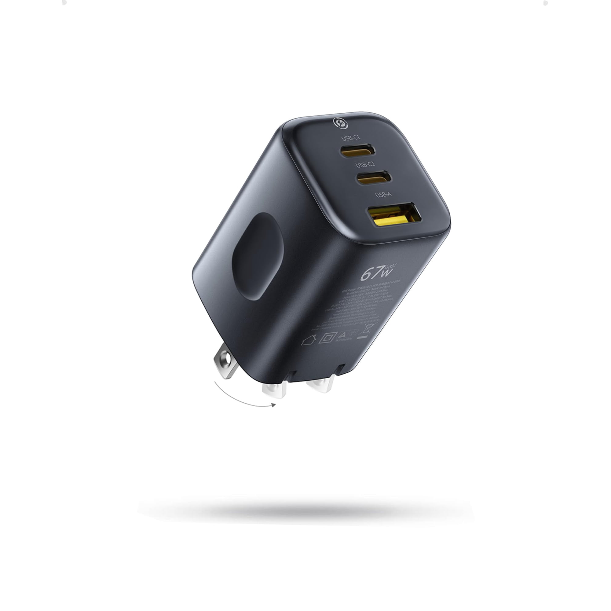 Cargador Baseus Picogo 67w Con 3 Puertos Y Enchufe Plegable Pd Pps