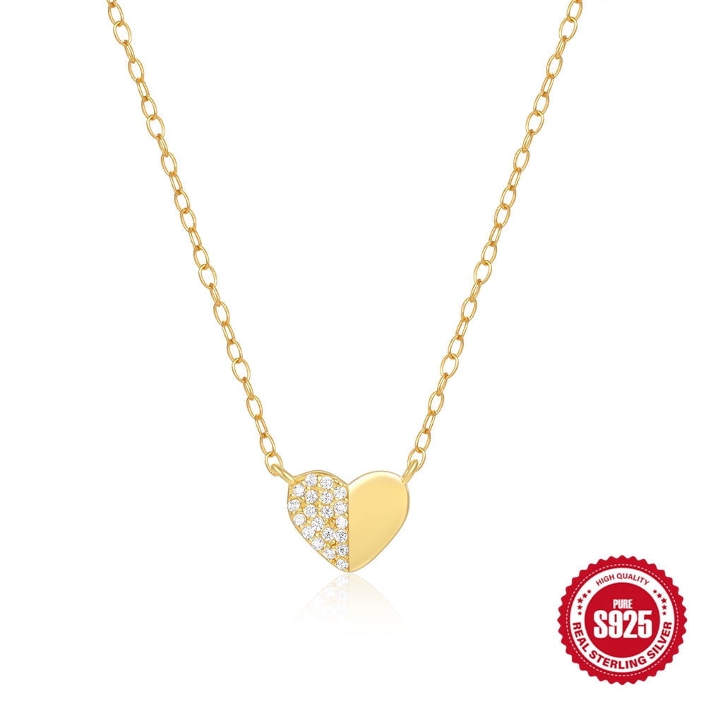 Collar Heshpaws S925 Sterling Silver Corazón Con Caja De Regalo