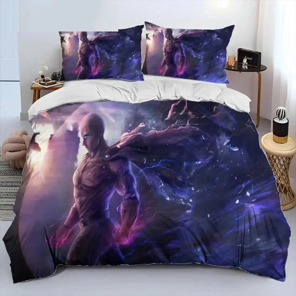 One-Punch Man Saitama Bedding Set Duvet Cover Bed Set Quilt Cover Pillowcase Size Boys Girls Adults Bed Sheets
