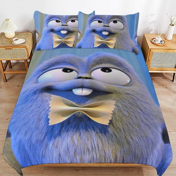 Grizzy And The Lemmings Comforter Set 3 Pieces Quilt Cover Set Soft Bedding Sets for All Seasons (1 Comforter 2 Pillowcases)