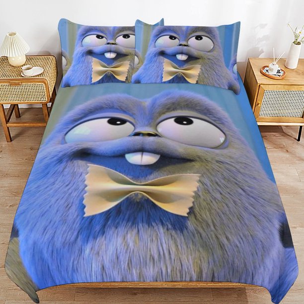 Grizzy And The Lemmings Comforter Set 3 Pieces Quilt Cover Set Soft Bedding Sets for All Seasons (1 Comforter 2 Pillowcases)