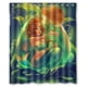 thumbnail image 1 of Cortina de ducha con diseño de sirena naranja y ganchos, tamaño 60 x 72 pulgadas, 1 of 3