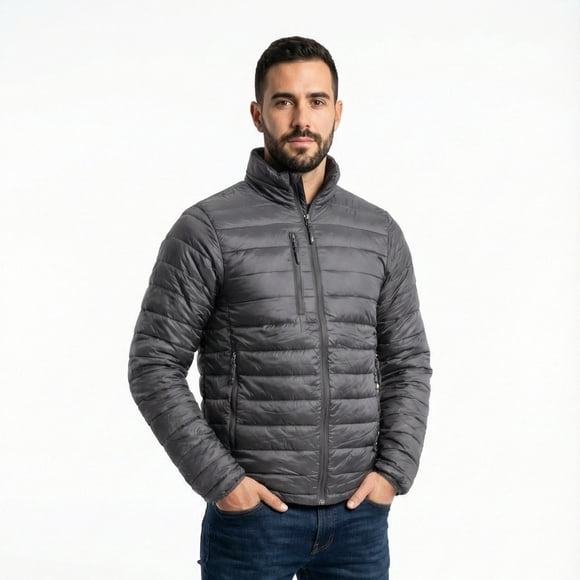 Parka Térmica Ultraliviana Hombre Light Abrigo Invierno Gris