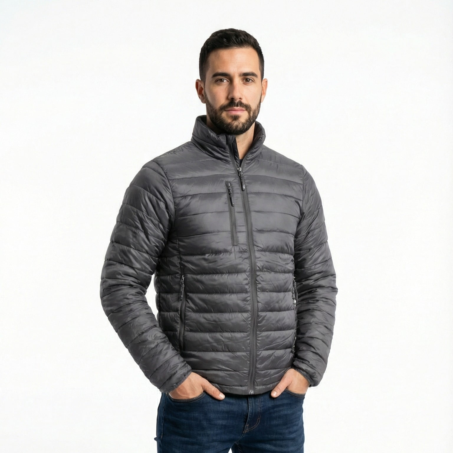 T-world - Parka Térmica Ultraliviana Hombre Light Abrigo Invierno Gris