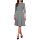 thumbnail image 4 of INSPIRE CHIC Vestido de Trabajo para Mujeres con Estampado de Pata de Gallo, Manga 3/4, Cuello de Barco, Cuadros, Línea A, Casual de Negocios, Talla L, Negro, 4 of 6