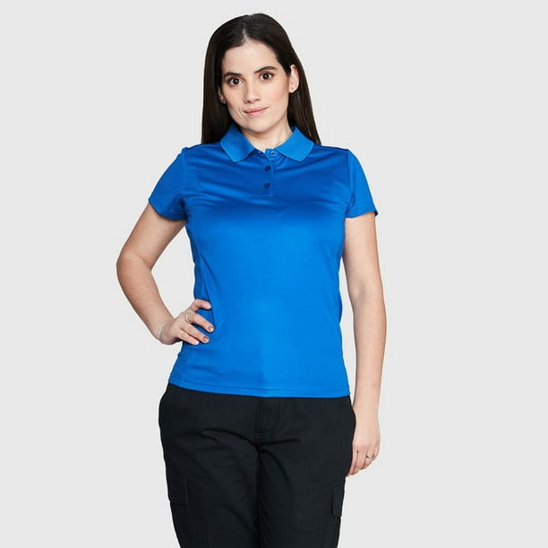 Polera Dry Fit Mujer M/C azul M Lider