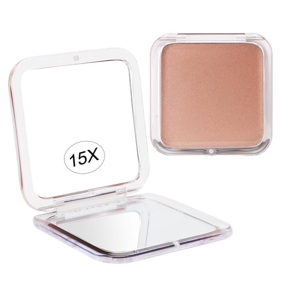 Espejo de maquillaje Compact Mirror SANTOO con aumento 15X, oro rosa