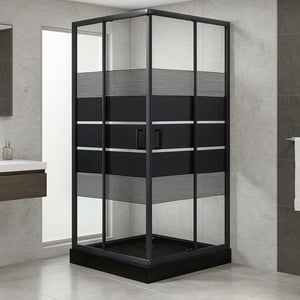 Joytek - Shower Door Style Recto Negro 90X90X198 Cm (Incluye Receptáculo)
