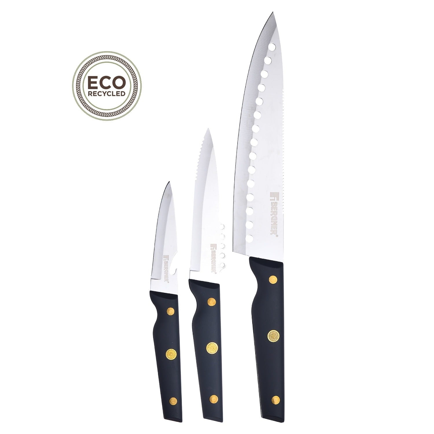 Bergner - Set 3 Cuchillos Acero Inoxidable Reeco