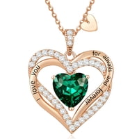 Collar Heshpaws Love Pendant Con Birthstone Zirconia Y Caja De Regalo