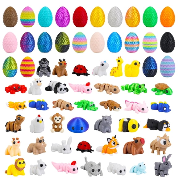 Zaviroxel Set de 72 piezas de huevo de dragón impreso en 3D y mini animales