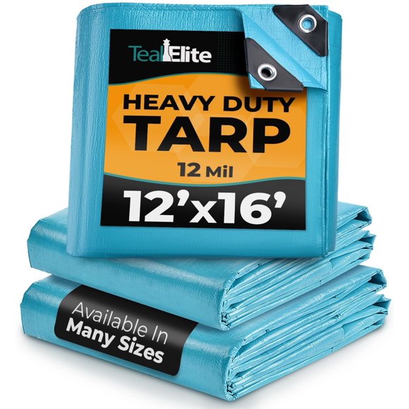 Tarp Teal Elite Heavy Duty, impermeable, 3,7 x 4,9 m, color azul