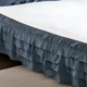 thumbnail image 2 of suxuMhao Faldón de Cama de 4 Capas, Faldón de Cama con Volantes Elástico Faldón de Cama Envolvente, Tamaño King 70 X 78+18 Pulgadas, Faldón de Cama Gris Azul King, Volante Antipolvo de Cama de, 2 of 3