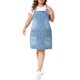 thumbnail image 1 of Agnes Orinda Vestido de Mezclilla con Tirantes Ajustables para Mujer Talla Grande, Estilo Escolar Universitario, Verano Casual, Midi con Bolsillos 1X Azul Claro, 1 of 6