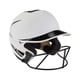 thumbnail image 1 of Casco Mizuno F6 para adultos, lanzamiento rápido, softball, con máscara, blanco y negro, 1 of 4