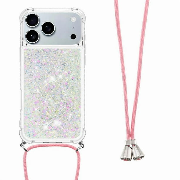 Funda FOXDOCK para iPhone 17 Pro Max con Cuerda Ajustable, Brillo Líquido, Protección Antigolpes y Lente – Ideal para Regalo