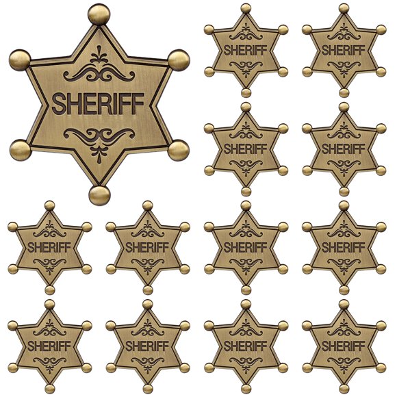 Insignia de Sheriff de Metal WZSTNBLA – Pack de 12 Vintage (6,6 × 5,8 cm)