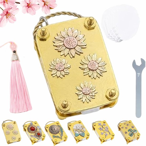 Mini prensa flores llavero kit completo oro metal miniatura conservación senderismo manualidades